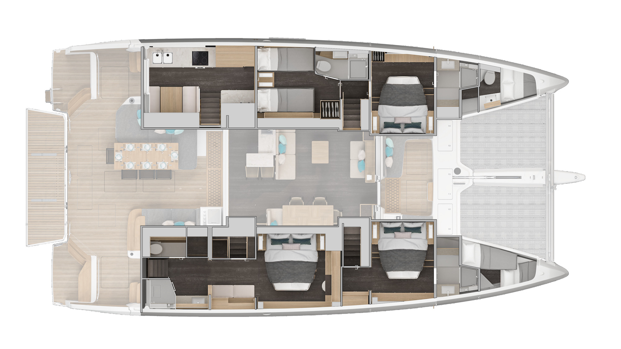 LAGOON 60 - GALLEY DOWN 4 CABINS